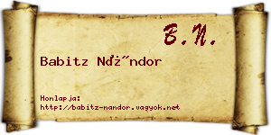 Babitz Nándor névjegykártya